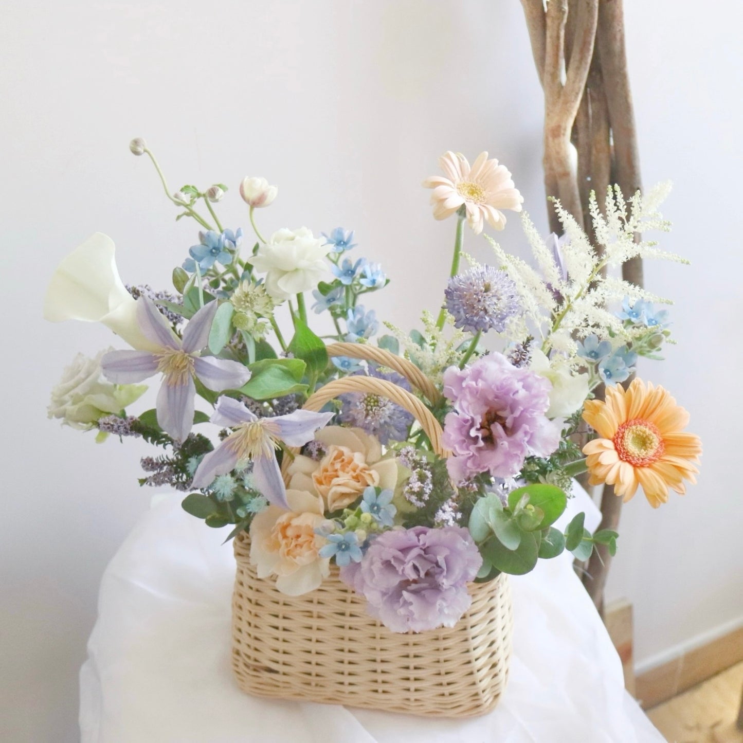 Mini seasonal flowers basket