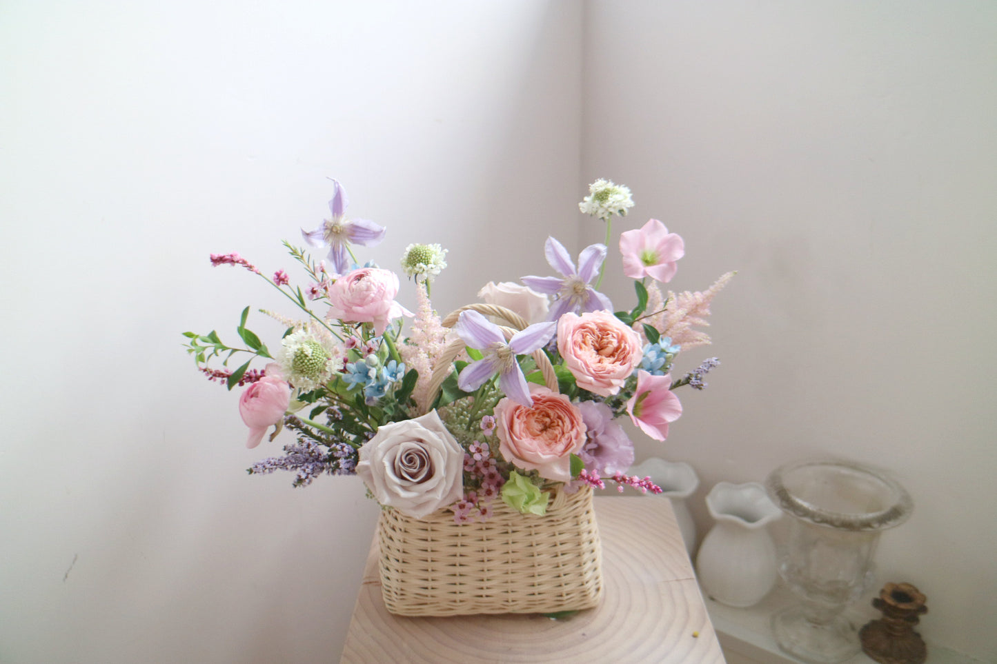 Mini seasonal flowers basket