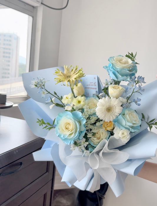 Light Blue Roses and Custard